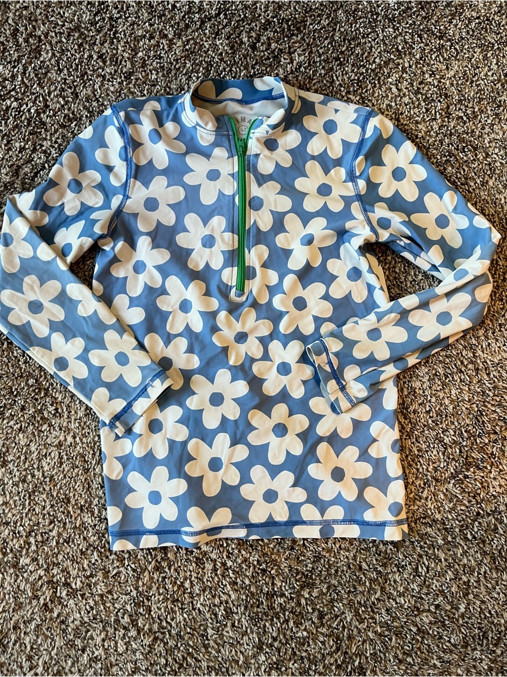 Primary Half-Zip Rash Guard Girls Size 6-7 Daisy Print